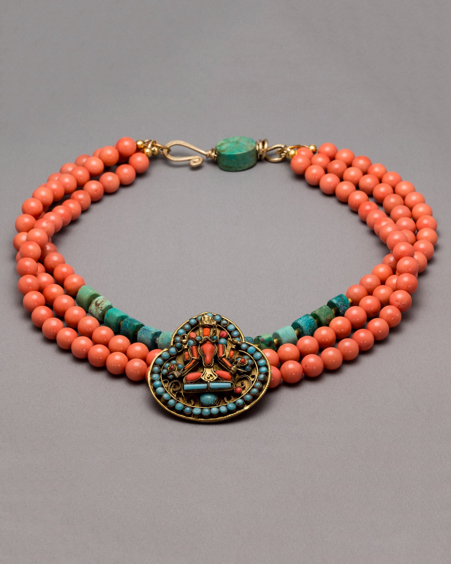 Coral and Chrysocolla Buddha