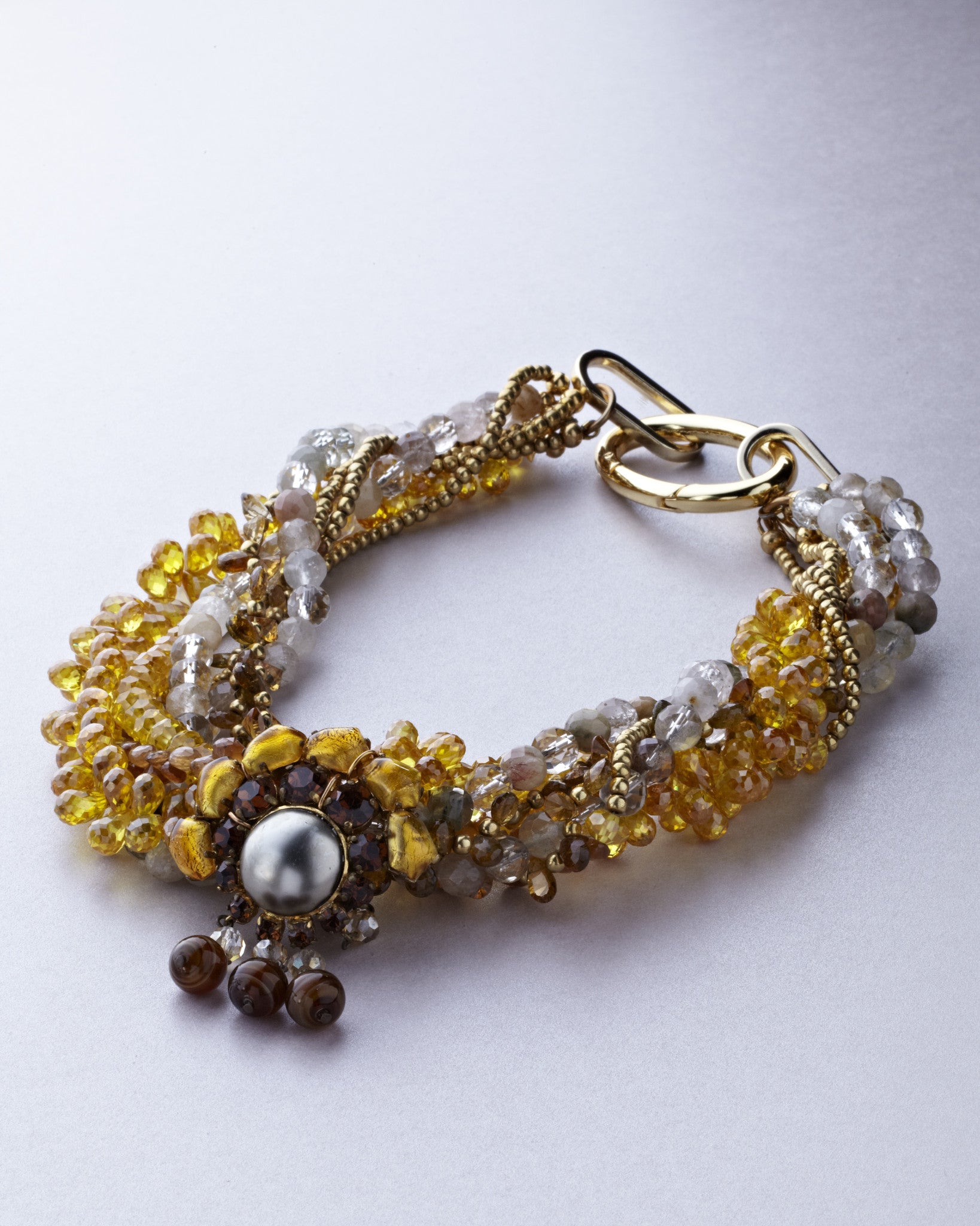 Yellow and Brown Murano Crystal