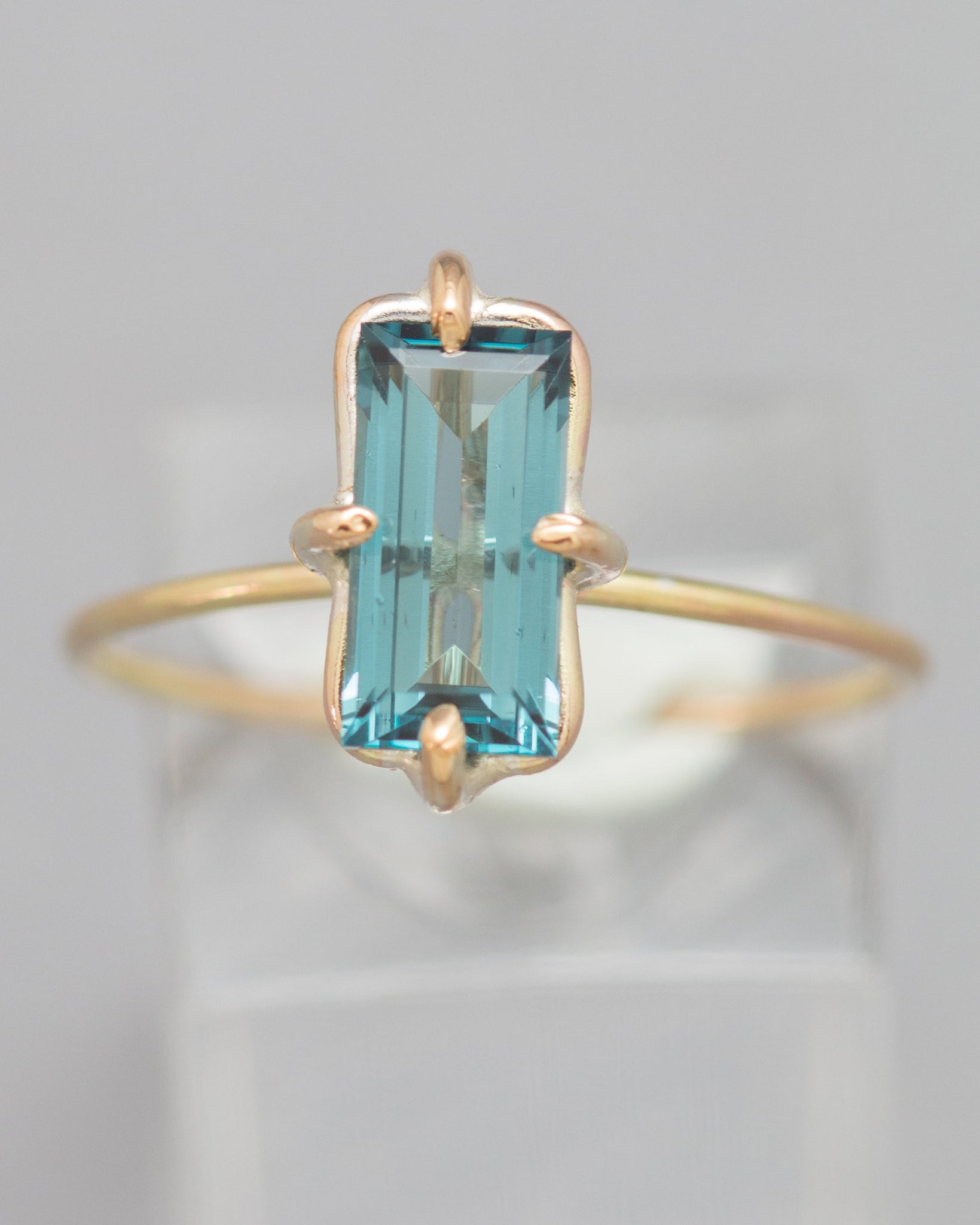 A Rare Blue Tourmaline (Indicolite) Stacking Ring