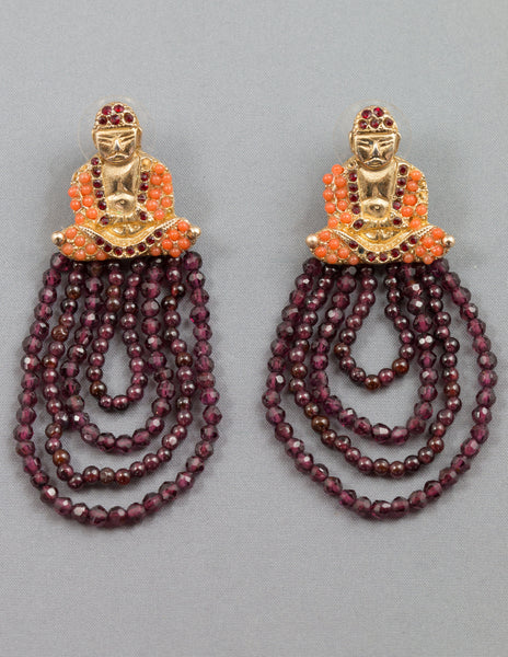 Bountiful Buddha Garnet Earrings