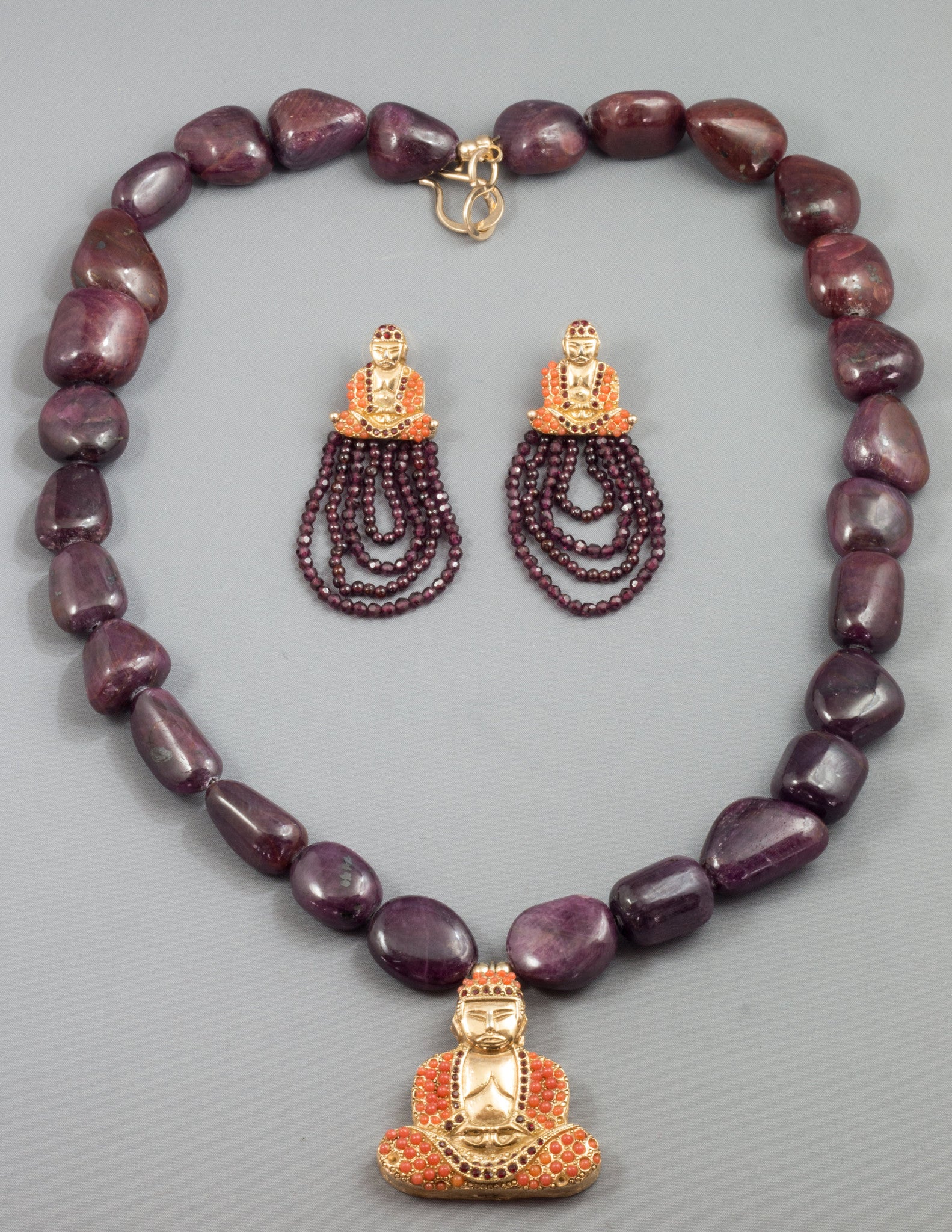Bountiful Ruby Buddha Necklace