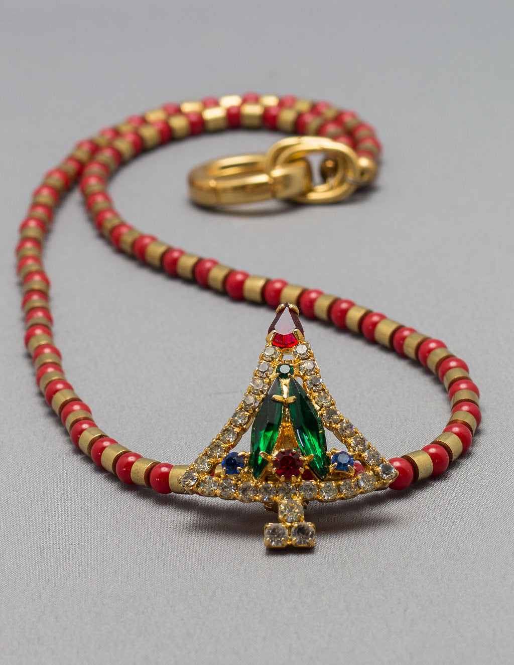 Red and Gold Christmas Necklace