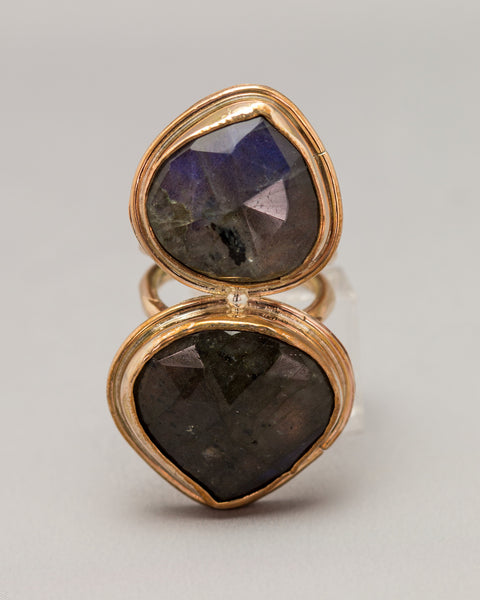 Double Stone Labradorite Ring