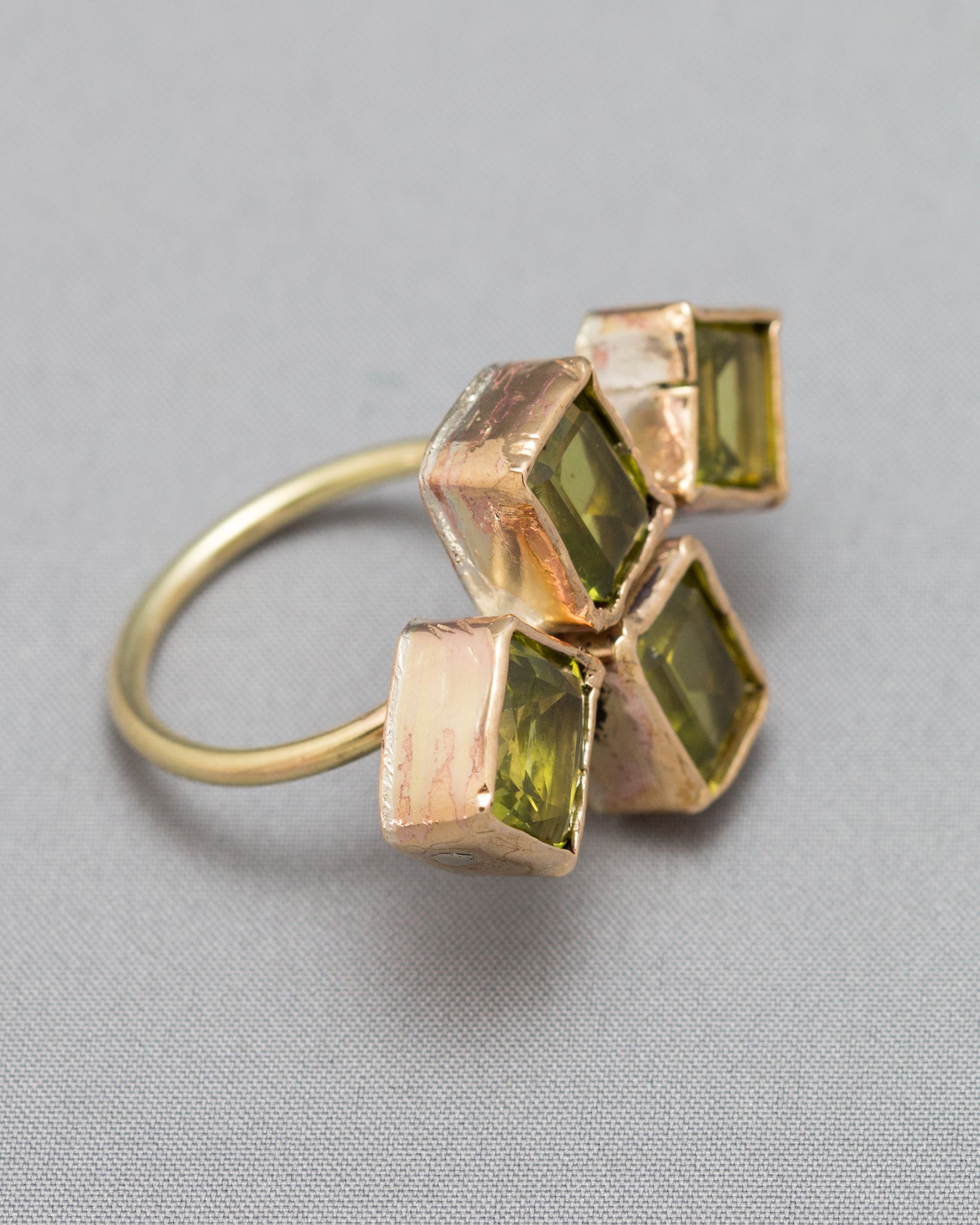 Geometric Peridot Ring