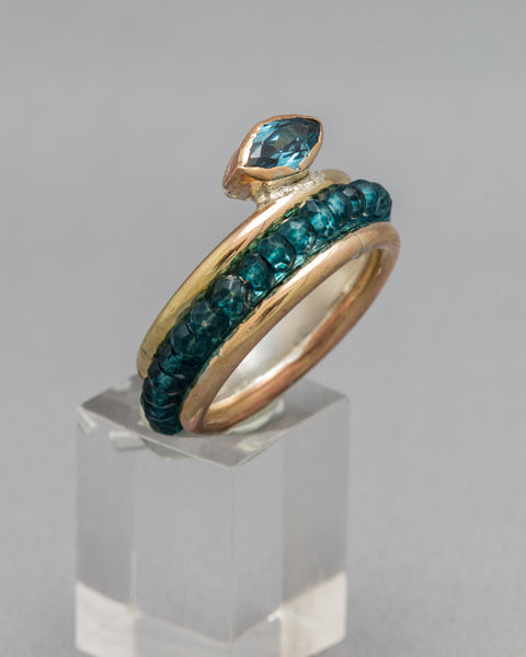 London Topaz Stacking Ring with Cabachon Above